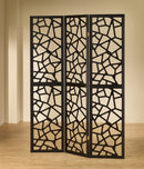 Nailan 3-panel Open Mosaic Pattern Room Divider Black