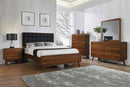 Robyn 5-Piece California King Bedroom Set with Upholstered Tufted Headboard Dark Walnut