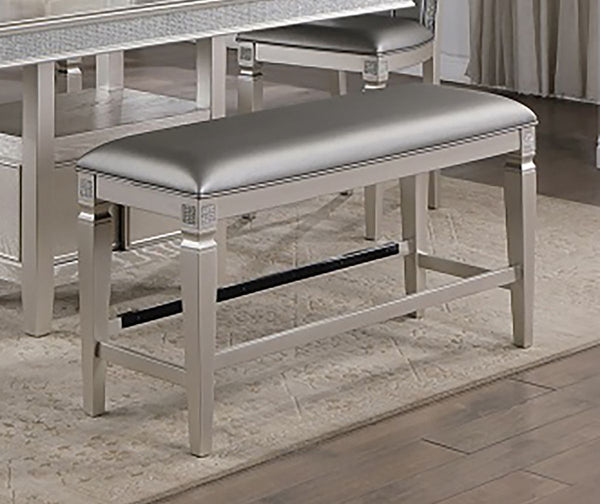 Crown Mark Furniture Klina Counter Height Bench in Silver image