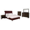 Devon Bedroom Set Wine Red and Dark Oak
