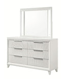Crown Mark Furniture Cressida 6 Drawer Dresser in White