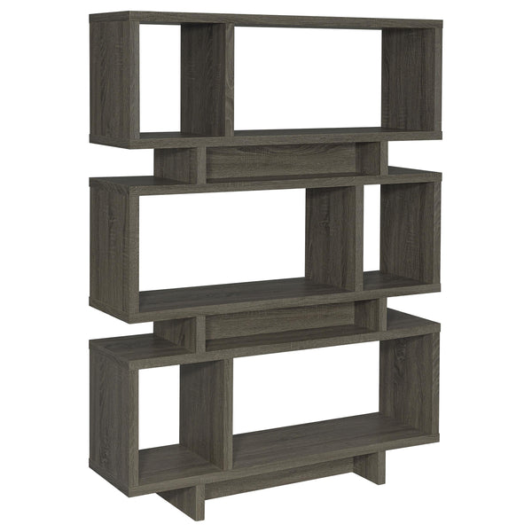 Reid 3-tier Geometric Bookcase Weathered Grey image