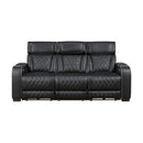 Fairway-Power Double Reclining Sofa with Center Drop-Down Cup Holders, Power Headrests, Storage Arms(Top and Side), Cup holders and Reading Lights, Two Wireless Chargers, Charging Ports and LED Lighting image
