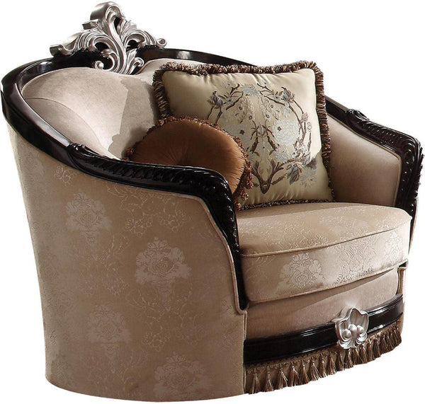 Acme Furniture Ernestine Chair with 2 Pillows in Tan and Black 52112 image