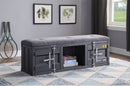 Cargo Gray Fabric & Gunmetal Bench (Storage)