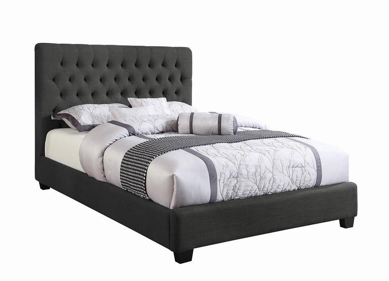 Chloe Tufted Upholstered Queen Bed Charcoal