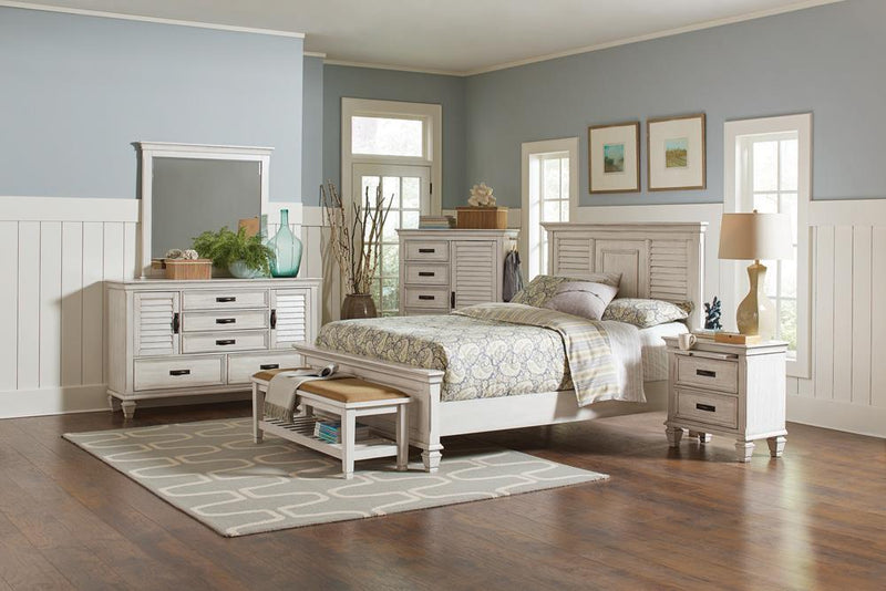 Franco Eastern King Panel Bed Antique White