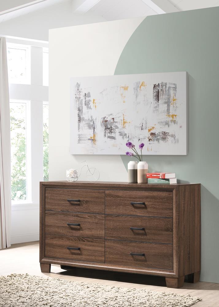 Brandon 6-drawer Dresser Medium Warm Brown