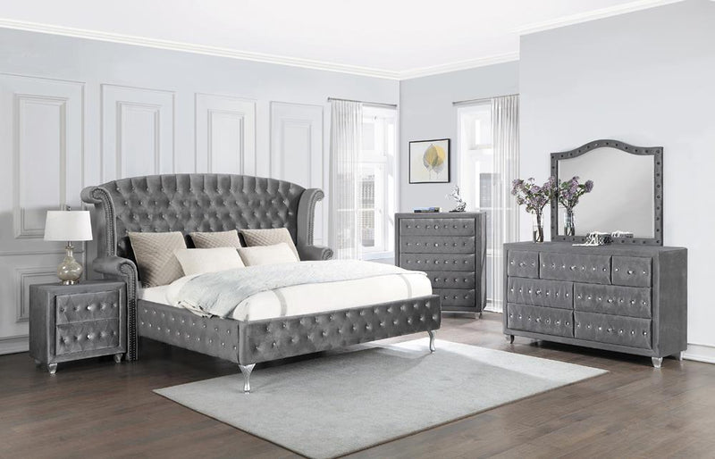 Deanna California King Tufted Upholstered Bed Grey