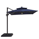 Xico 8 Ft Square Umbrella w/ Double Top w/ LED Light + 37" Large Base