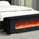 Elnath Bench w/ Visual Wood Log Fireplace Gray