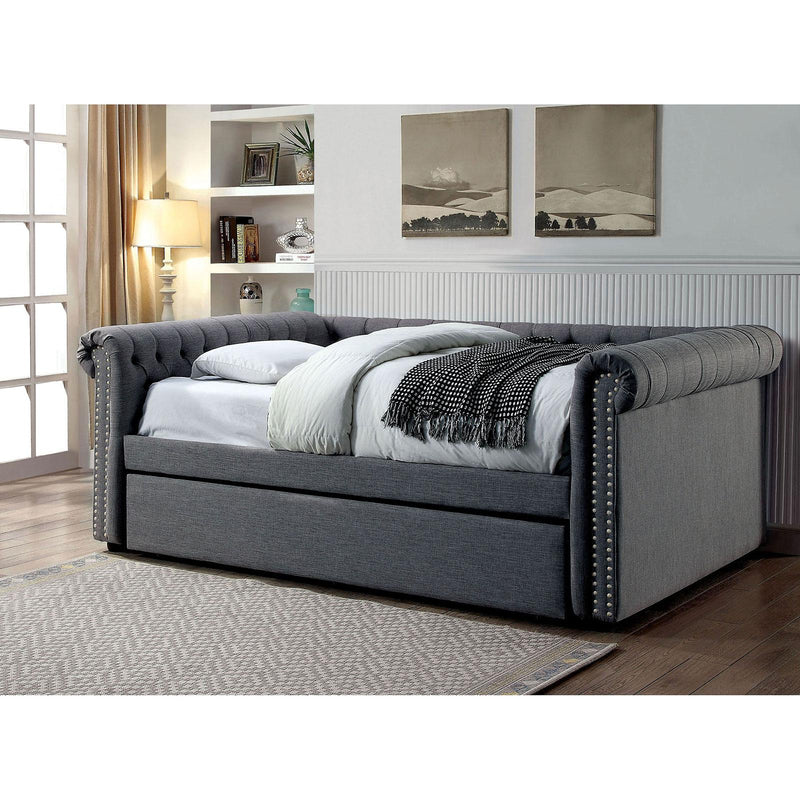 LEANNA Gray Full Daybed w/ Trundle, Gray