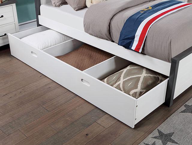 PRIAM Full Bed, White/Gray