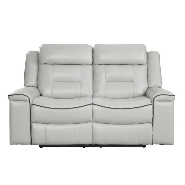 Homelegance Furniture Darwan Double Lay Flat Reclining Loveseat in Light Gray image