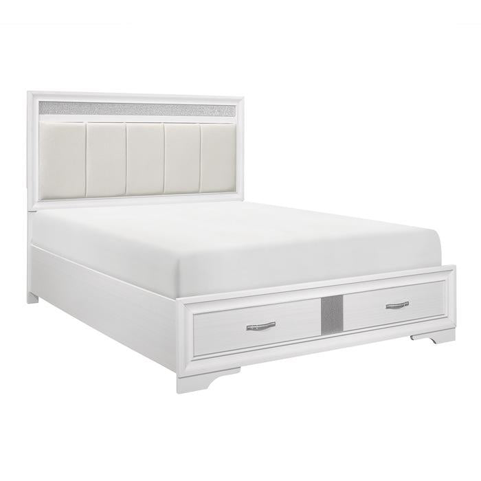 Luster (3) California King Platform Bed with Footboard Storage