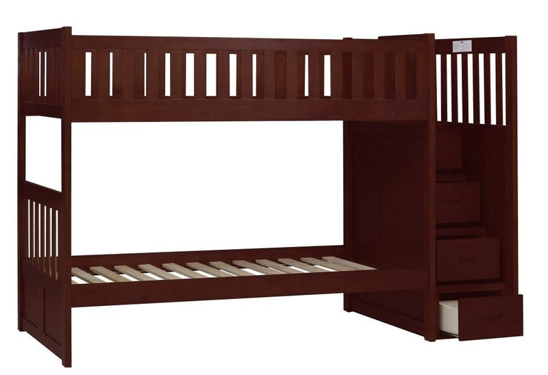 Rowe Bunk Bed w/ Reversible Step Storage in Dark Cherry B2013SBDC-1