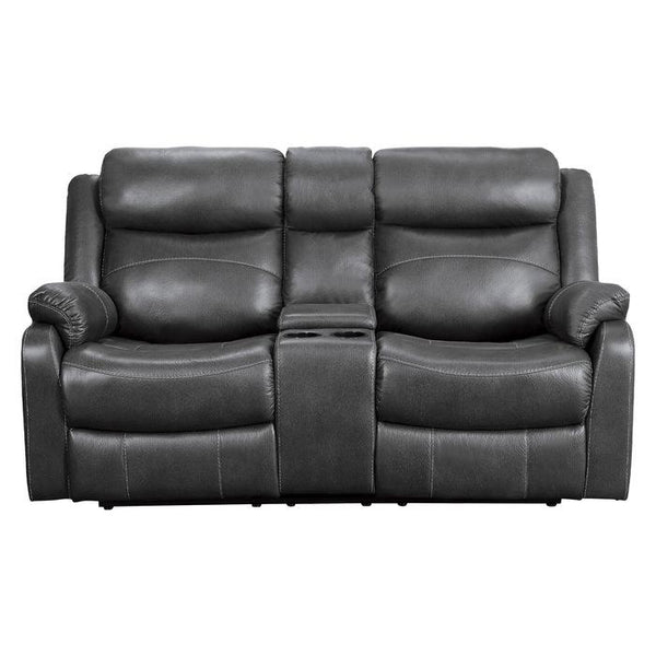 9990GY-2 - Double Lay Flat Reclining Love Seat with Center Console image