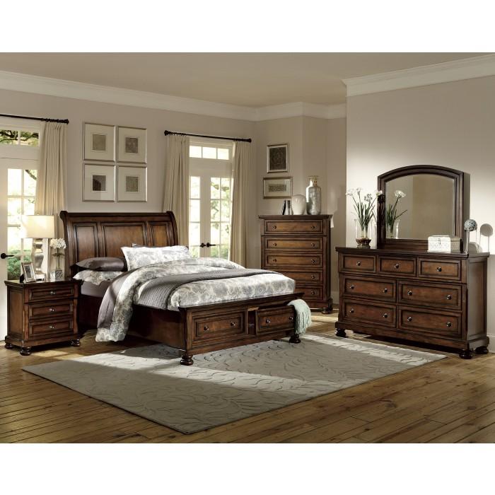 Cumberland (3)California King Sleigh Platform Bed with Footboard Storage