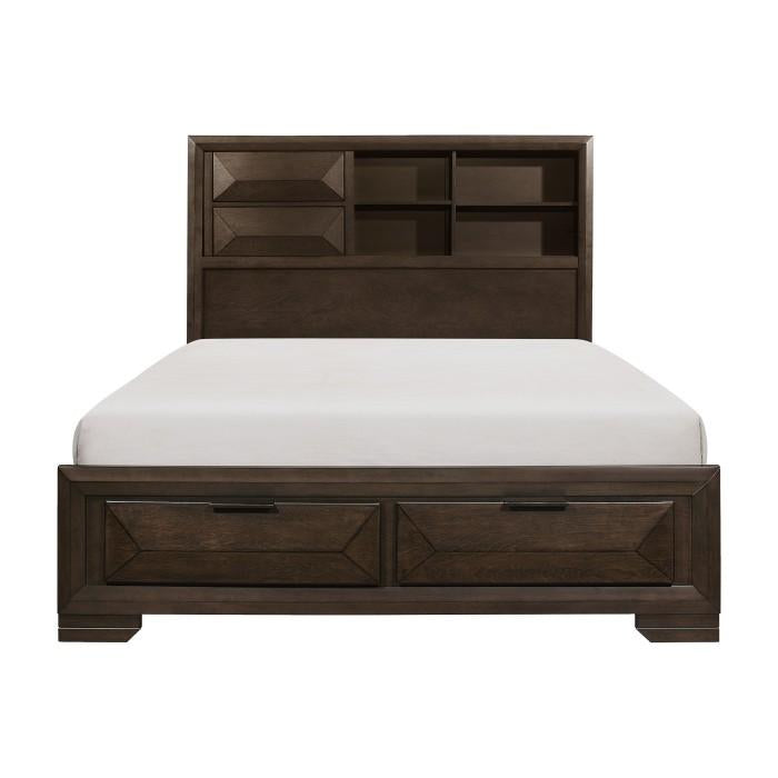 Chesky King Bookcase Bed with Footboard Storage in Warm Espresso 1753K-1EK