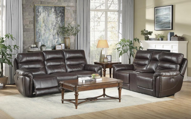 Lance Power Double Reclining Loveseat with Power Headrests in Brown 9527BRW-2PWH