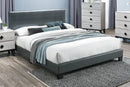 Chyuan Queen Bed-Grey Pu in Grey/Espresso