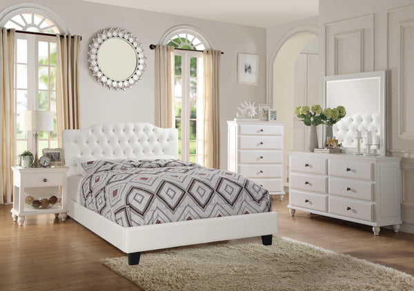 Chyuan Eastern King Bed/Pu Whte in White / Espresso