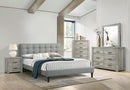 Chyuan Queen Bed/Grey Fabric in Light Grey/Espresso