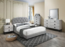 Chyuan Full Bed/Light Grey Burplap in Light Grey / Black