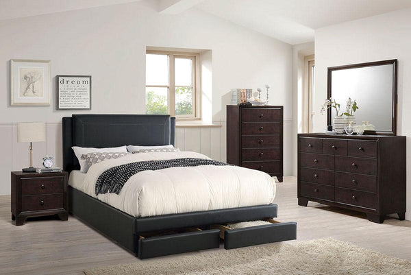 Liihcc C.King Bed/Black Pu in Black / Black