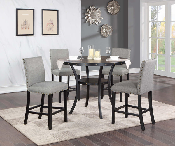 Junfen Counter Height Table in Black/Dark Oak Top
