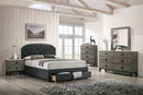 Liihcc Queen Bed W/Drawer-Charcoal in Charcoal / Black