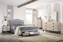 Liihcc Twin Bed W/Drawer-Light Grey Burlap in Light Grey / Black