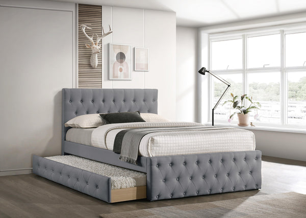 Liihcc Twin Bed W/Trundle-Light Grey Burlap in Light Grey / Na