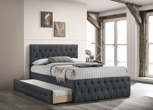 Liihcc Full Bed W/Trundle-Charcoal Burlap in Charcoal / Na