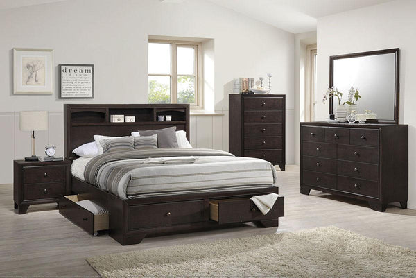 Liihfd Queen Bed/Dark Walnut in Dark Merlot