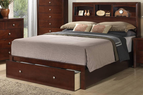 Liihfd Calif. King Bed W. Storage Headboard/Footboard in Brown Cherry