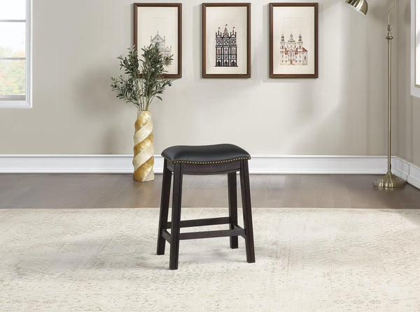 Sfvnco Counter Stool in Black Pu/Espresso Frame