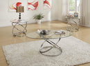 Tjitra 3-Pcs Coffee Table Set in Clear Chrome
