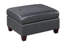 Uefurn Ottoman/ Black Genuine Leather in Black