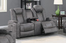 Uefurn Power Loveseat W/Console in Antique Grey
