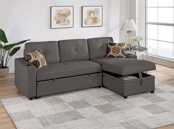 Uniqvn Convertible Sectional Set in Ash Black