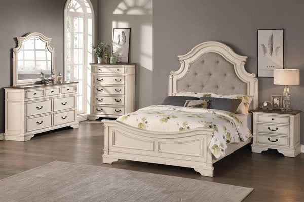 Viethn Eastern King Bed in Antique White