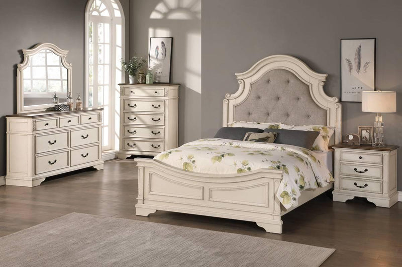 Viethn Eastern King Bed in Antique White