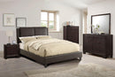 Vphong C. King Bed/Brown Pu, Headboard 46"H, Footboard 15.5"H in Brown / Espresso