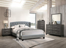 Vphong Queen Bed/Grey Fabric in Grey / Espresso