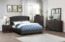 Vphong Eastern King Bed/Charcoal Fabric in Charcoal / Espresso