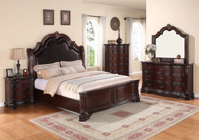 Crown Mark Furniture Sheffield Drawer Dresser in Dark Cherry