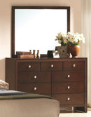 Crown Mark Furniture Evan Dresser Mirror in Warm Brown