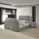 EK Bed w/Led, TV Stand, Fireplace & Bluetooth