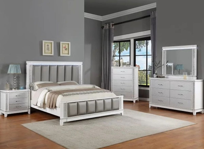Crown Mark Furniture Ariane Dresser in Silver and White